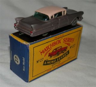 60s.  Matchbox Lesney 27 Cadillac Sixty Special.  Grey Wheels/Black base. 3