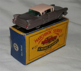 60s.  Matchbox Lesney 27 Cadillac Sixty Special.  Grey Wheels/Black base. 6
