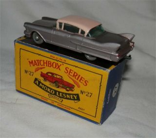 60s.  Matchbox Lesney 27 Cadillac Sixty Special.  Grey Wheels/Black base. 7
