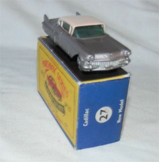 60s.  Matchbox Lesney 27 Cadillac Sixty Special.  Grey Wheels/Black base. 8