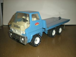 1974 - 75 (blue) Tonka Tow/rollback Flatbed Truck (xr - 101) W/metal Grille Awe Cond