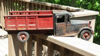 VINTAGE 1920 ' S CITY DRAY TRUCK BUDDY L TOY TRUCK PRESSED STEEL DELUXE 22IN 9