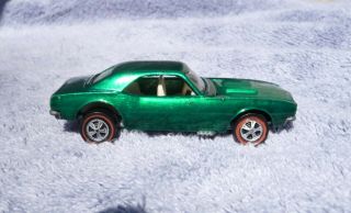 Redline Hot Wheel U.  S.  Custom Camaro,  Emerald Green,  White Interior,  Nm Nr
