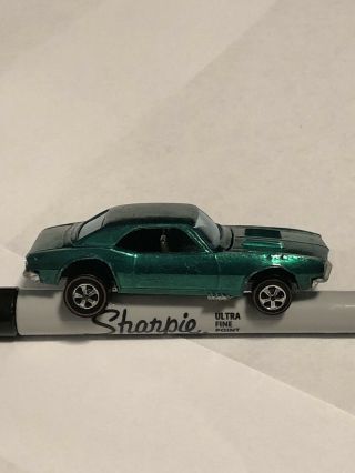 1967 Redline Hotwheels Custom Camaro Hk Green Grey Inter.  (nm)