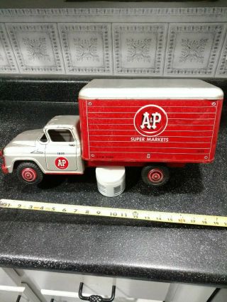 1950 - 60s Vintage Marx Lumar A&p Grocery Box Truck Pressed Steel Litho