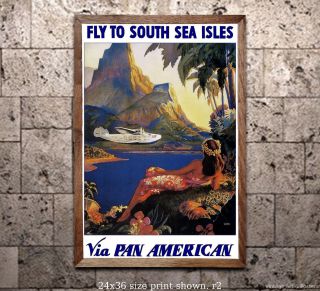 Pan Am Travel Poster Fly To South Sea Isles [6 Sizes Matte,  Glossy Avail]