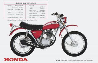 1970 Honda Sl100 Vintage Motorcycle Ad Poster Print 16x24 9mil Paper