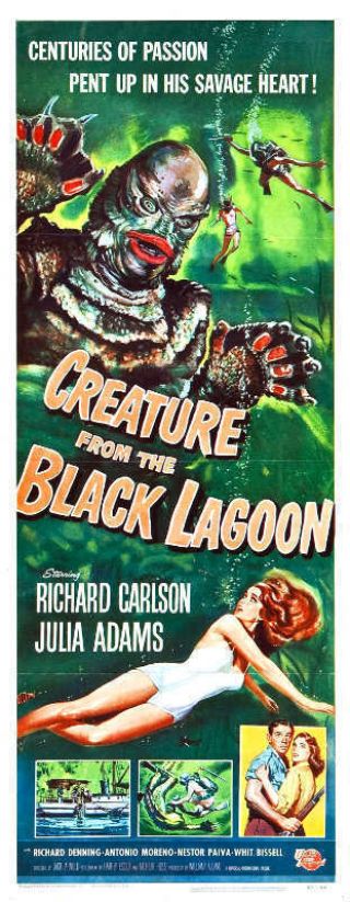 1954 Creature From The Black Lagoon Vintage Movie Poster Print Style F 36x14