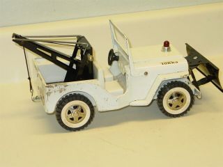 Vintage Tonka Jeep Wrecker With Plow Truck,  Pressed Steel,  1964 2