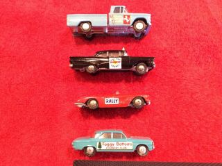 4 Vintage Hubley Cars.  Tow & Pickup,  Corvette,  Corvair,  Ford Fairlane 1 Bid