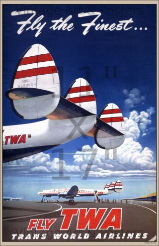 Vintage Airline Travel Art Print - Twa Fly The Finest - 11x17 Inch