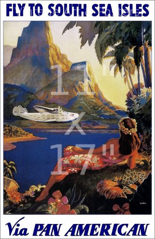 Pan Am Fly To South Sea Isles - 11x17 Inch Vintage Airline Travel Poster
