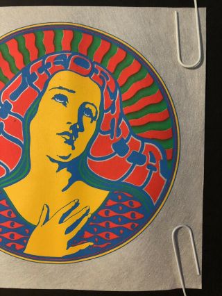 California Virgin Mary Silkscreen Black Light Psychedelic Vintage 1970S 3