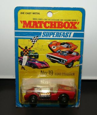Matchbox Superfast No 19 Road Dragster Metallic Red 1971 Blister Very Rare