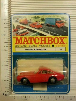 Ultra Rare Matchbox Lesney 75 Ferrari Berlinetta Red Regular Wheels Blisterpack