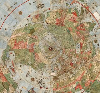 1587 Flat Earth Map of the World Urbano Monte Historic Wall Poster Globe Model 3