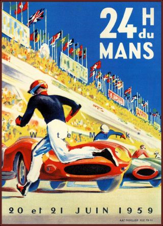 Monaco Grand Prix 1959 Le Mans 24 Hours Vintage Poster Print Racing Cars