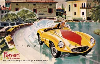 Ferrari 750 Monza Mille Miglia Vintage Poster Print Italian Car Races