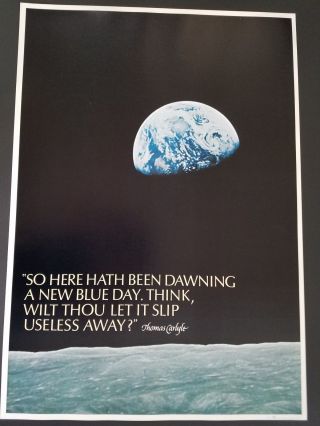 1960s Earth Rise From The Moon Space Poster Luna Lunar Nasa Vintage 60s