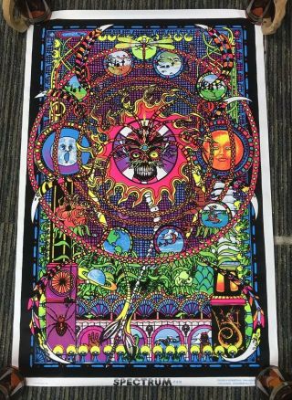 Rare Vtg 1974 Spectrum Flocked Blacklight Poster 23”x35” Psychedelic Occult B