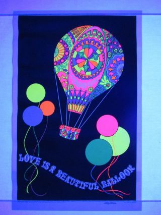 Vintage 1968 Blacklight Poster Love Is A Balloon Mini 17x11 Nos Rare