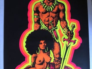 Man & Woman I Houston Blacklight Vintage Poster Psychedelic 1970 Afro 3