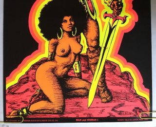 Man & Woman I Houston Blacklight Vintage Poster Psychedelic 1970 Afro 4