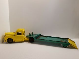 Vintage Structo Ramp Hoist Yellow/green Truck And Trailer 1940 