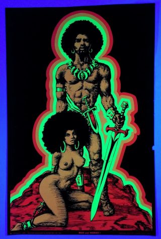 Vintage 1970 - Man Woman 1 - Black Light Poster - 34 X 22 " -