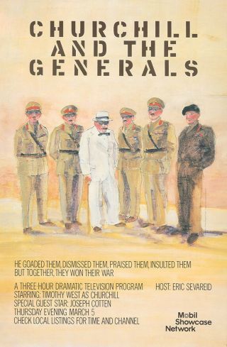 Vintage Poster Winston Churchill And The Generals War Tv Wwii British