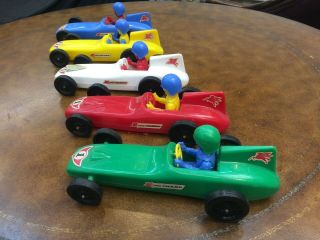 Vintage Nylint Complete Set Of All Colors Processed Plastics Race Cars W/driver
