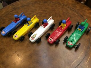 VINTAGE NYLINT COMPLETE SET of all COLORS Processed Plastics RACE CARS W/Driver 2