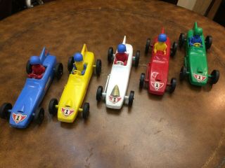 VINTAGE NYLINT COMPLETE SET of all COLORS Processed Plastics RACE CARS W/Driver 3