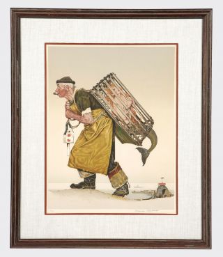 Norman Rockwell Hand Signed 13 Plate Litho – Lobsterman (or Mermaid)