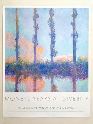 Claude Monet Rare 1978 Lithograph Print Met Museum Exhbtn Poster " Poplars " 1891