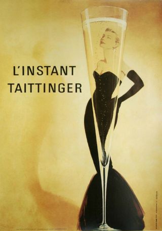 L ' Instant Taittinger Grace Kelly Vintage Champagne Ad c.  1989 Print Poster 24X36 2