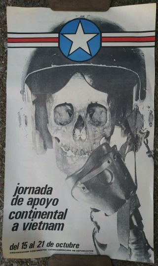 Jornada De Apoyo Continental A Vietnam 1970 Poster Luis Balaguer Skull