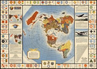 Map Global War And Peace Azimuthal Equidistant North Polar Projection Flat Earth