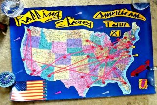 Vintage Illustrated Map Rolling Stones 1981 American Tour 1981 Usa