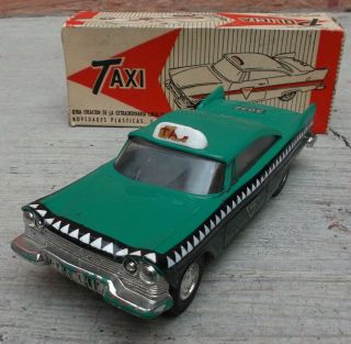 Old 1957 Lili - Ledy Plymouth Fury Taxi Crocodile Toy Car Promo Made In Mexico Box
