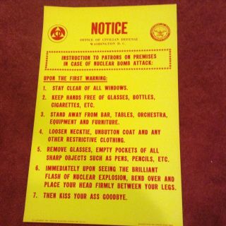 Notice Nuclear Attack Houston Blacklight Vintage Poster