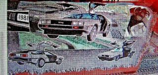 BACK TO FUTURE DELOREAN BLANKET.  RARE 65 inches long by 50 inches 3
