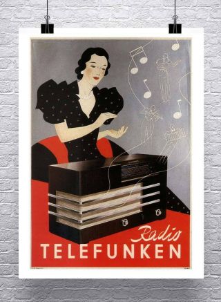 Radio Telefunken 1935 Vintage Advertising Poster Canvas Giclee Print 24x32 In.
