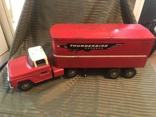 Tonka Pressed Steel Thunderbird Express Tractor Trailer Toy Truck Red