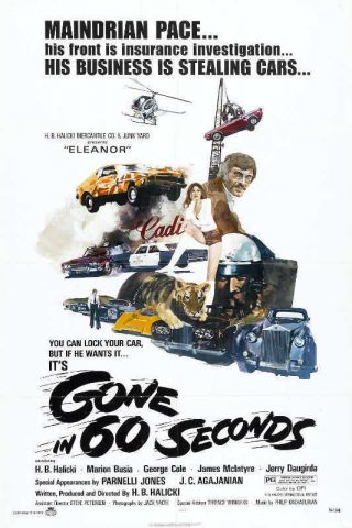 1974 Gone In 60 Seconds Vintage Action Movie Poster Print 36x24 9mil Paper
