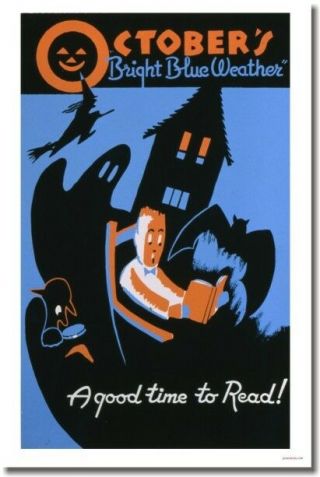 October A Good Time For Reading - Vintage Print Poster