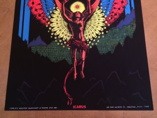 Icarus Vintage Houston Blacklight Poster Psychedelic 1973 Mythology Pin - up 70 ' s 4