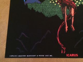 Icarus Vintage Houston Blacklight Poster Psychedelic 1973 Mythology Pin - up 70 ' s 8