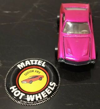 Hot Wheels Redlines - 1968 all - CUSTOM AMX - PINK With Button 2