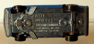 DTE 1968 HOT WHEELS REDLINE 6208 METALLIC BLUE CUSTOM CAMARO W/WHITE INTERIOR 5
